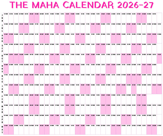 The Maha Calendar - School Year Edition 2026-27